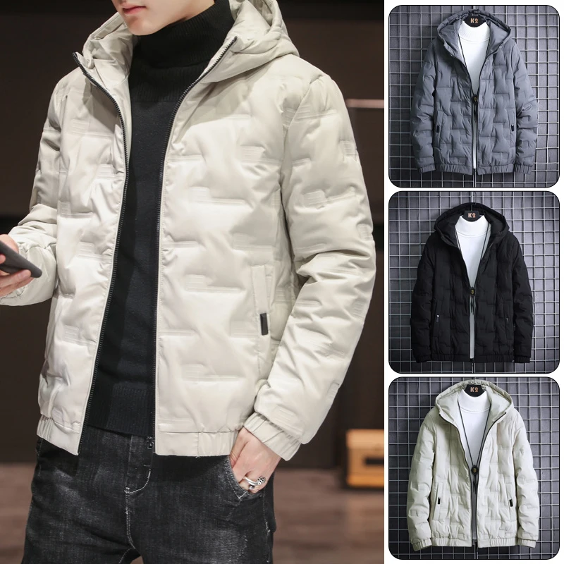 Men Parkas Windbreaker Thicken Warm Coat Men Winter Hooded Jacket Solid Color Parka Coat Male Fashion Streetwear Overcoat 5XL