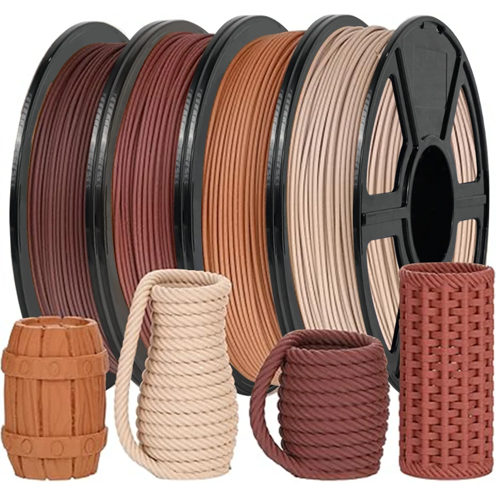 우드 필라멘트 PLA 1.75mm 1kg 500g 250g FDM 3D 프린터 필라멘트 (실제 나무 가루 함유) PLA 라이트 블랙 월넛 버라이어티 팩