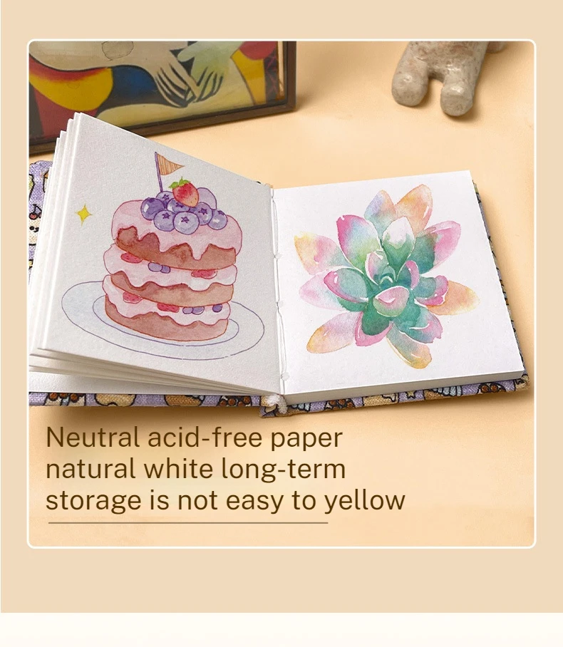Mini Square Watercolor Journal Drawing Notebook Sketch Mini Fabric Watercolor Book 300g Travel Sketchbook Art Students Painting | Tuzkuz Retails
