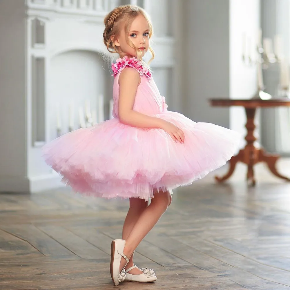 flower-girl-dresses-pink-baby-princess-dress-fluffy-one-shoulder-2023-tulle-puffy-for-girls-kids-abito-da-compleanno-per-la-prima-comunione