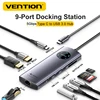 Vention USB C hub 1000Mbps 9-in-1 USB-C to HDMI PD100W SD&TF RJ45 USB3.0 Docking Station for MacBook Pro Air Laptop DP Splitter 1