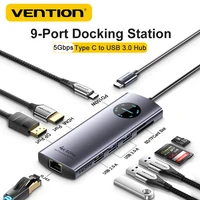 Vention USB C hub 1000Mbps 9-in-1 USB-C to HDMI PD100W SD&TF RJ45 USB3.0 Docking Station for MacBook Pro Air Laptop DP Splitter 1