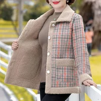 Fashionable Thickened Fleece Lined Loose Outerwear Warm Top for Middle-Aged And Elderly Women Autumn Winter New Arrival