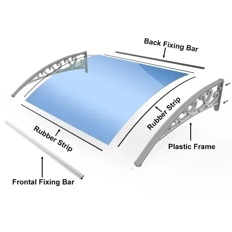 Awning Canopy Aluminum Alloy PC Board Canopy Rain and UV Protection Large Sink Silent Eaves Awning Pergola Aluminium outdoor awnings