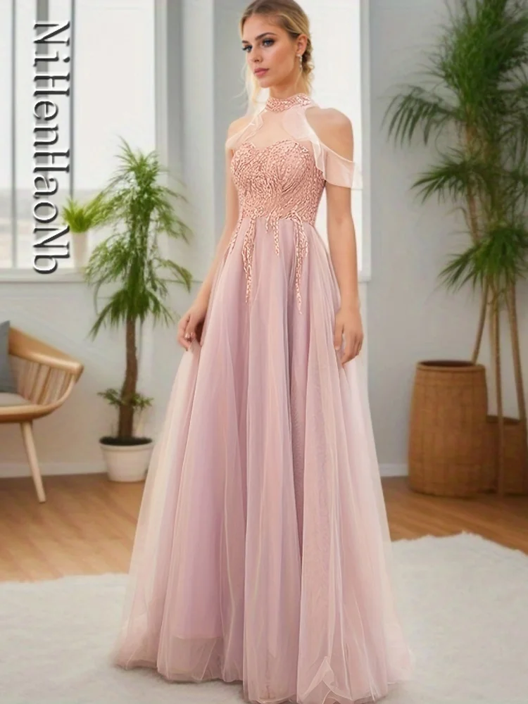 

Pink Wedding Toast Banquet Women Quinceanera Dresses Slim A Line Evening Dress