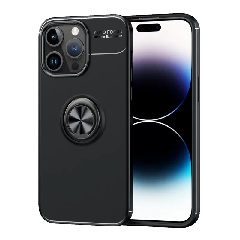 

For iPhone 15 Pro Max Case For iPhone 15 Cover Silicone Metal Ring Stand Shockproof bumper For iPhone 15 Pro Max Pro Plus