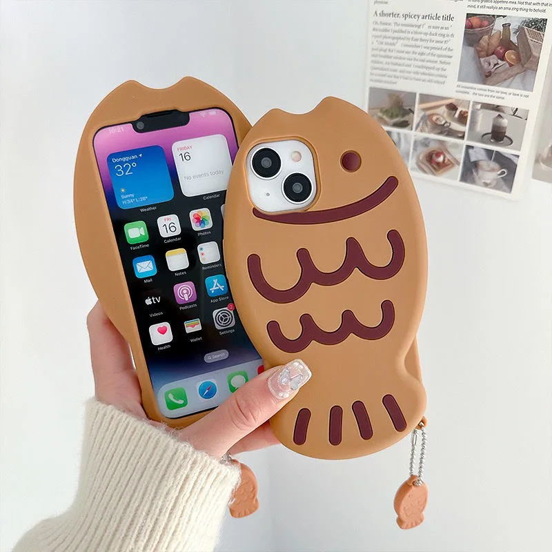 Cartoon Fish Silicone Soft Phone Case with Pendant