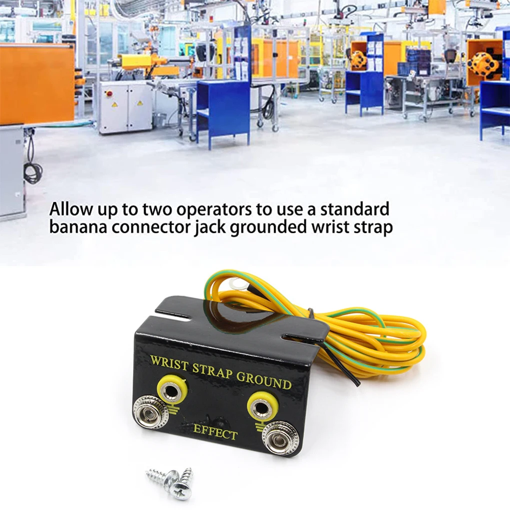 5pcs Ground Socket Cordless Discharge Cables Dual Plug L-Shaped Sockets Electrostatic Cord Anti-Static Wrist Strap Armband