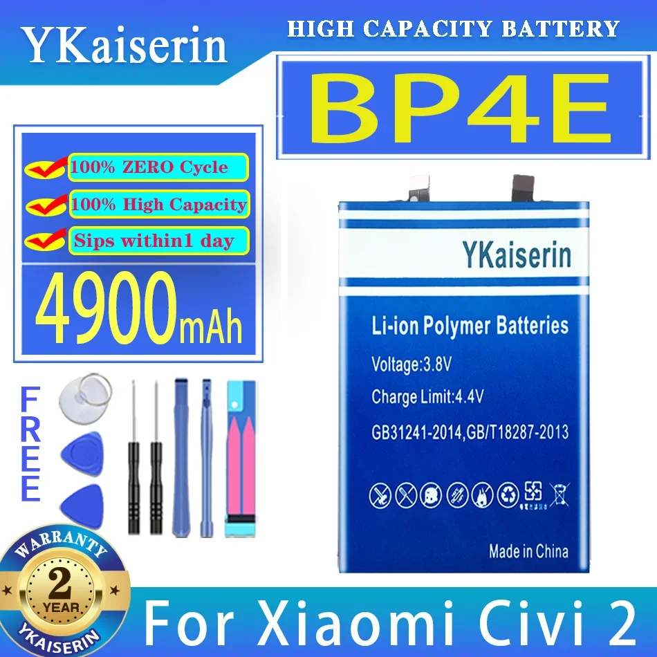 

YKaiserin Battery BP4E BP44 4900mAh For Xiaomi Civi 1S 2 Civi2 Civi1S Bateria