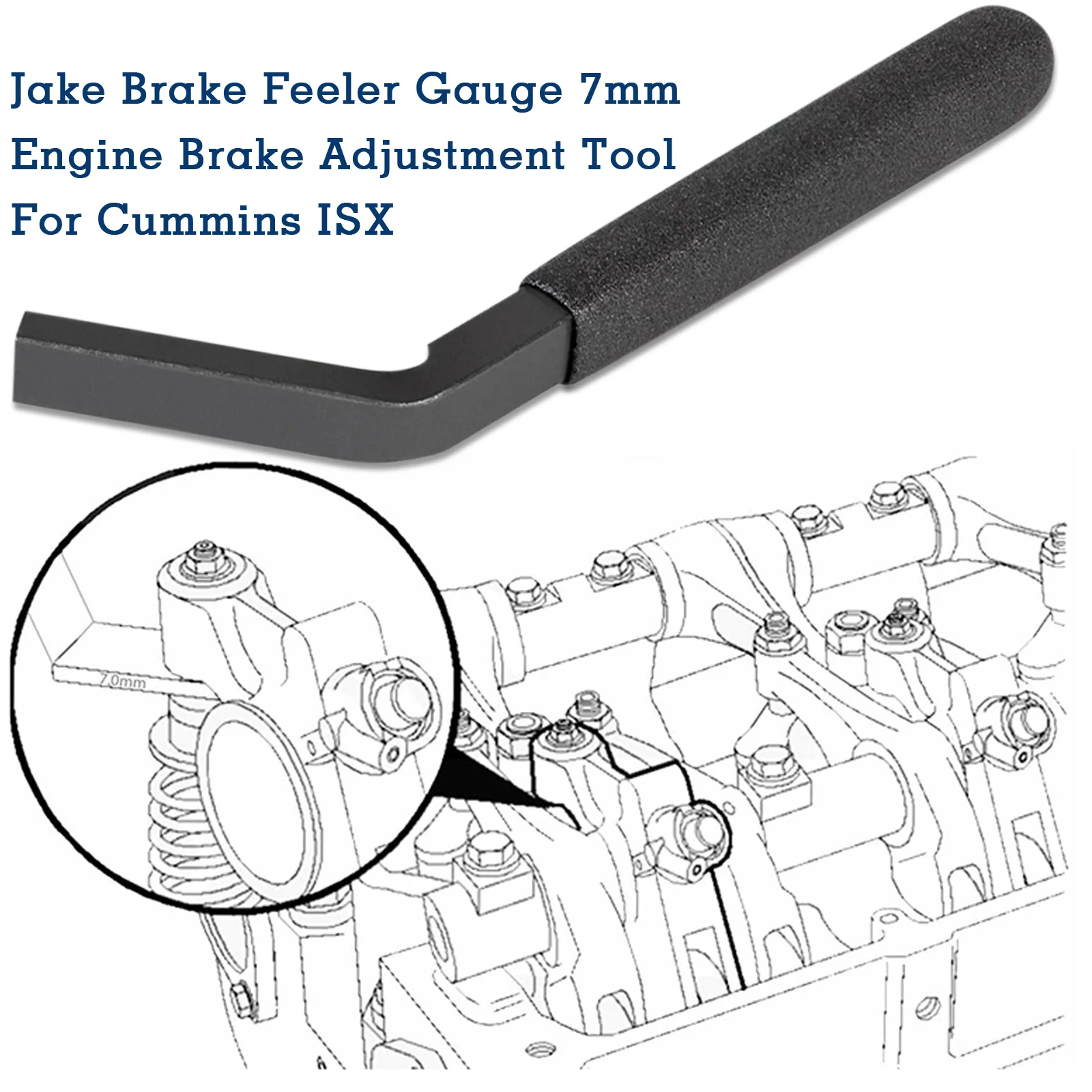 Car Engine Brake Adjustment Precision Non Slip Accessories Works on Cummins ISX Engines to3163530(7MM)Jake Brake feeler gauge Engine Brake Adjustment Accessories