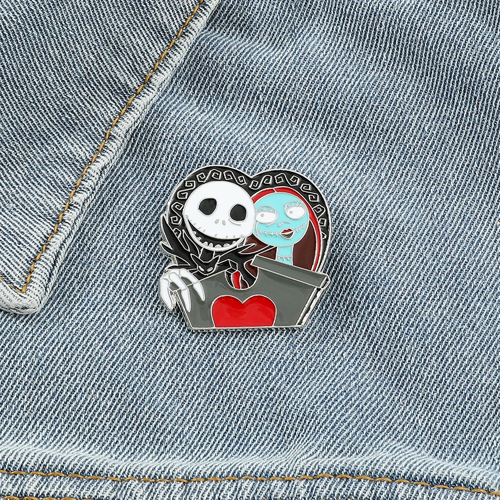 Disney Movie The Nightmare Before Christmas Spilla Smaltata In Metallo Jack Skellington Pins For Shirt Jacket Accessori Per Spille Da Bavero