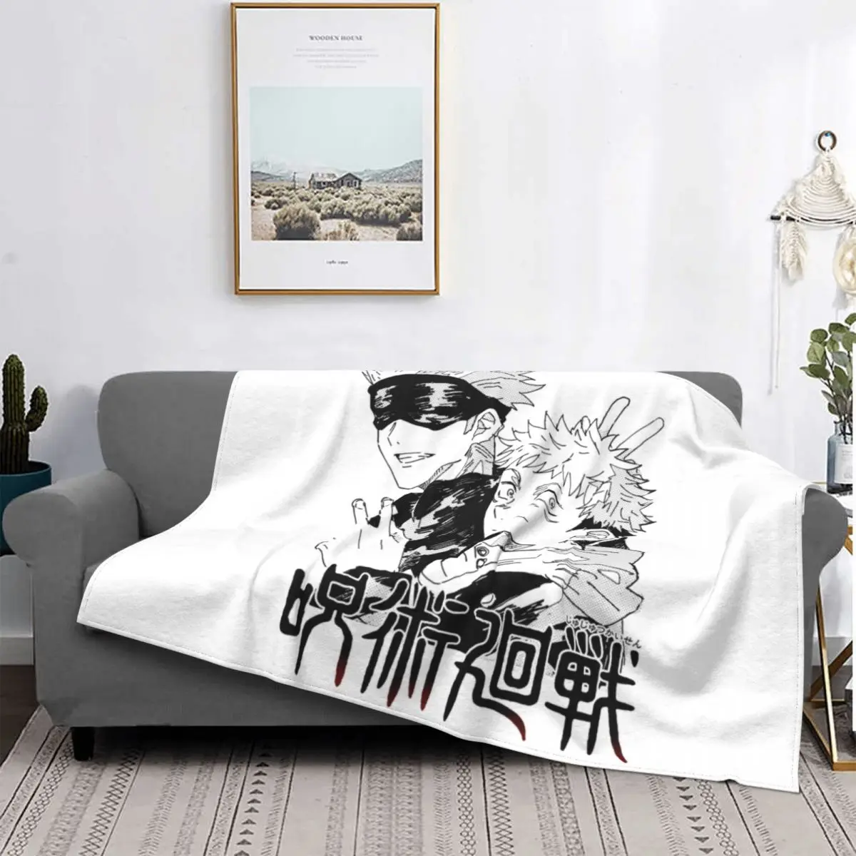 

Gojo And Yuji Blanket Warm Fleece Soft Flannel Jujutsu Kaisen Satoru Gojo Throw Blankets for Bedding Sofa Travel Spring