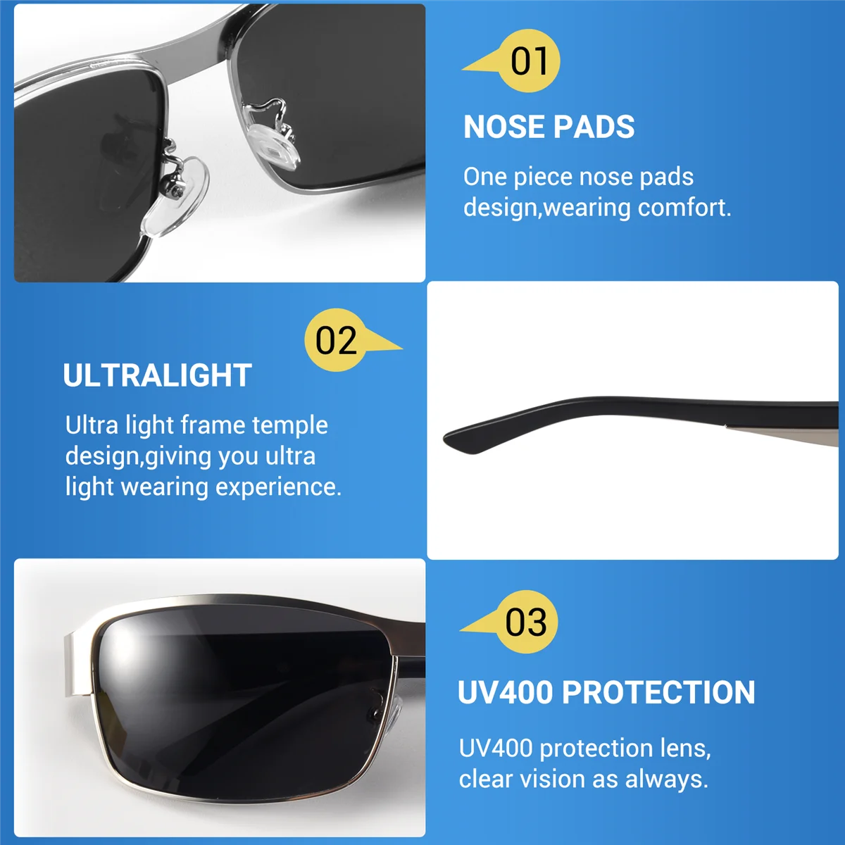 Fashion Driving Glasses Polarized Men Sunglasses Outdoor Sports Goggles Eyewear-Silver