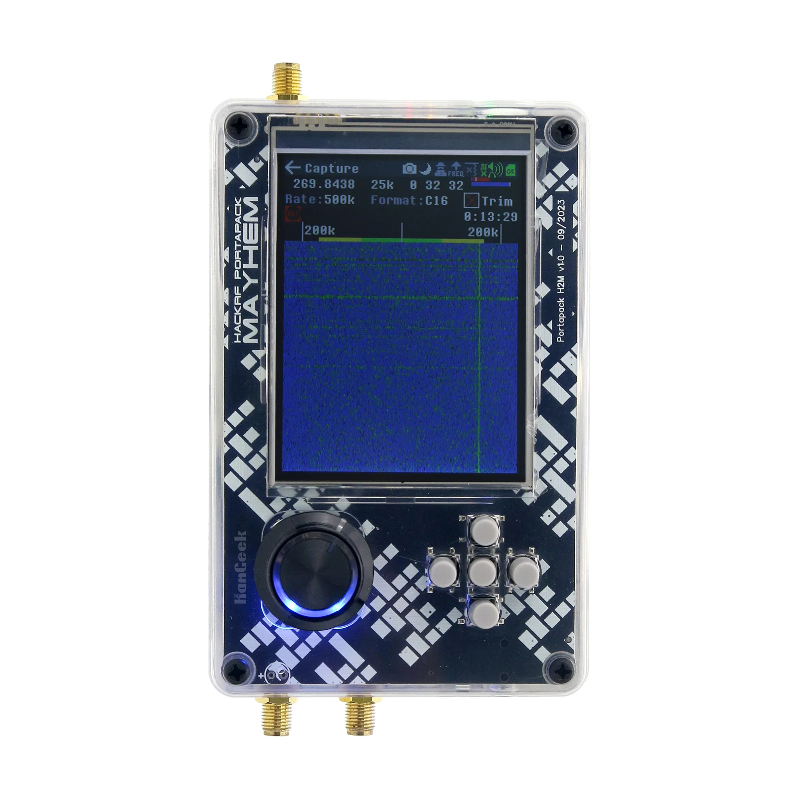 HAMGEEK Новый портативный H2M для HackRF One R9 V2.0.0 SDR Radio MAX2839 10,00 МГц TCXO аналоговый GPS в сборе