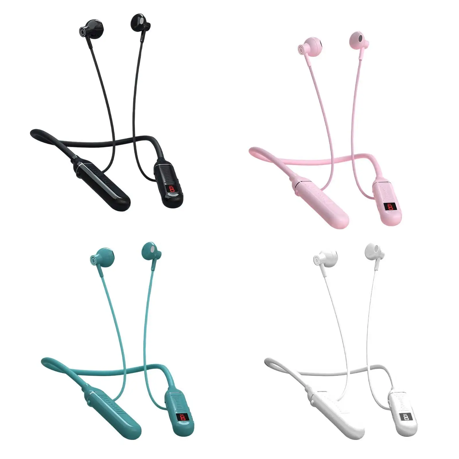 Bluetooth Neckband Headphones Bendable Lightweight Sport Earbuds For