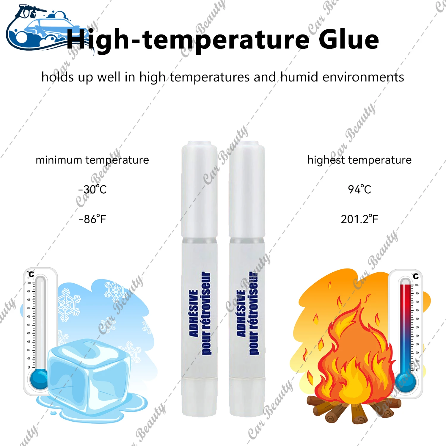 Rear view Mirror Professional Strength Rearview Adhesive Kit High-Bond for Glass & Metal Quick Curing Glue 0.014FL OZ 0.4ML 2
