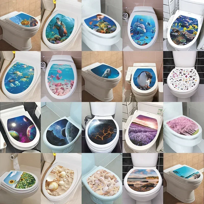 Undersea Animal Pattern Wall Sticker Bathroom Toilet Sticker Wc Self Adhesive Mural Beautify Sealife Home Decoration Decals