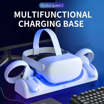오큘러스 퀘스트 2 용 VR 충전 브래킷, VR 헤드셋 컨트롤러, 고속 충전 독 마그네틱 스탠드 세트