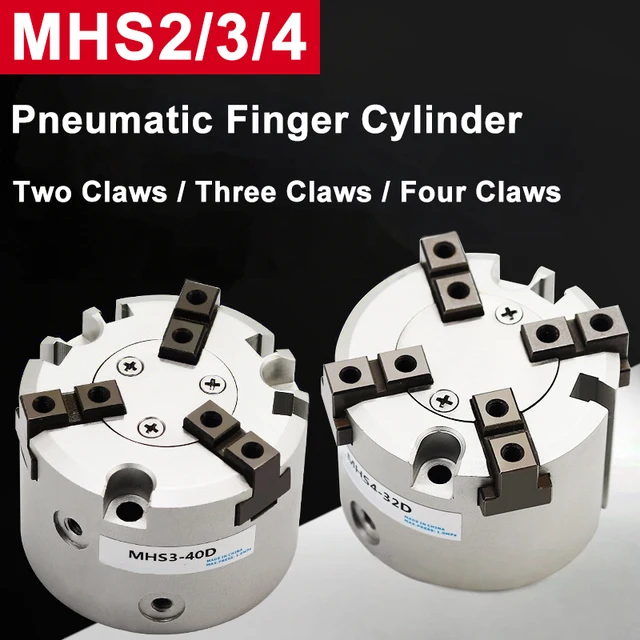 กระบอกลมนิวเมติกแบบนิ้ว MHS2/3/4-16/20/25/32/40/50/63/80/100D กระบอกลมนิวเมติกสำหรับแขนหุ่นยนต์ หัวจับแบบมีความแข็งแรงสูง 1