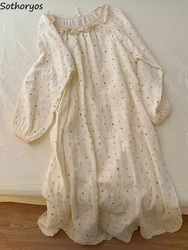 New Nightgowns Women Flowers Lace All-match Sleepwear Comfortable Leisure Basic Korean Style Age-reducing Classic Popular Lovely