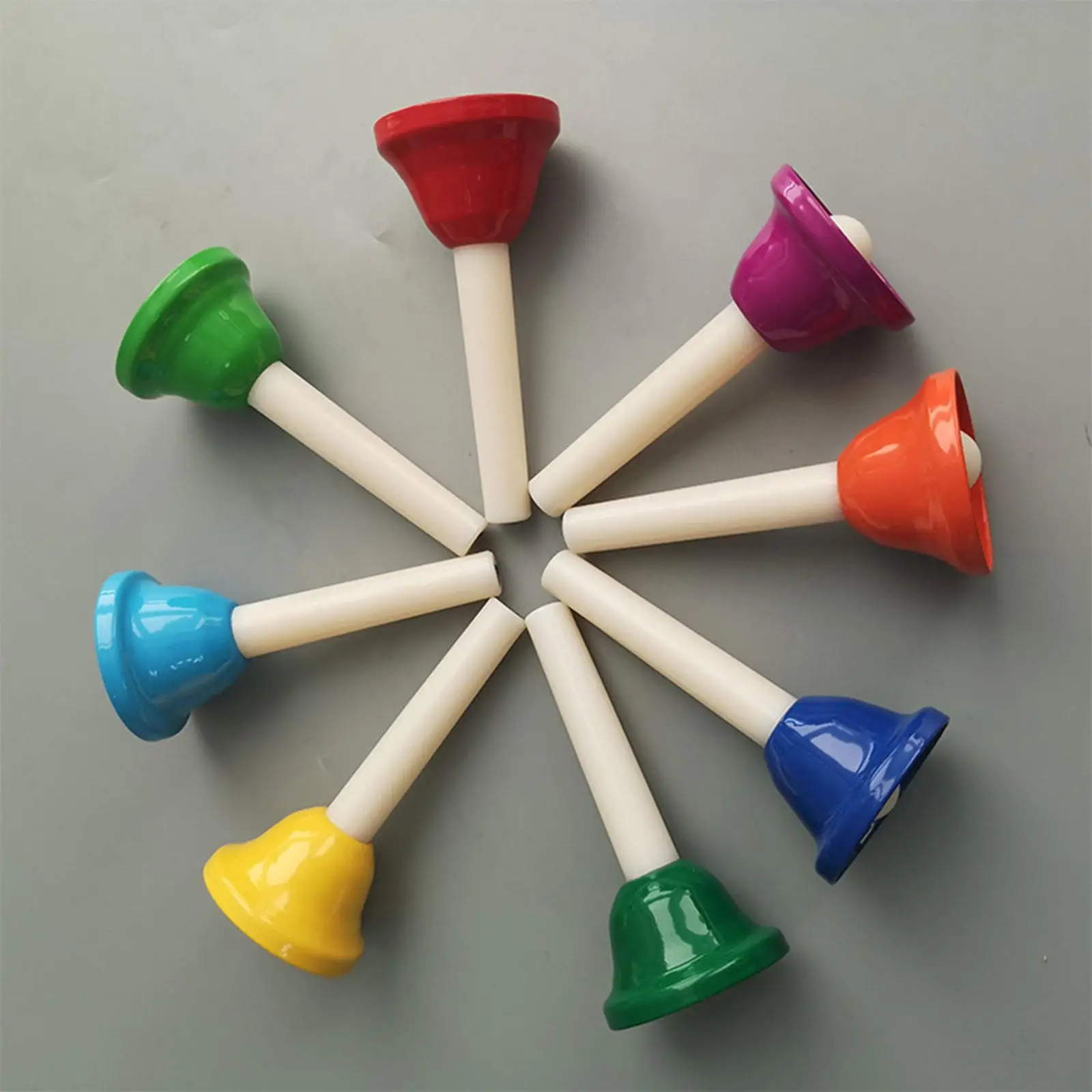 Hand Bell Children Percussion Instruments 8 Pieces 8 Note Hand Bells for Kids Diatonic Metal Bells Kids Music Toys for