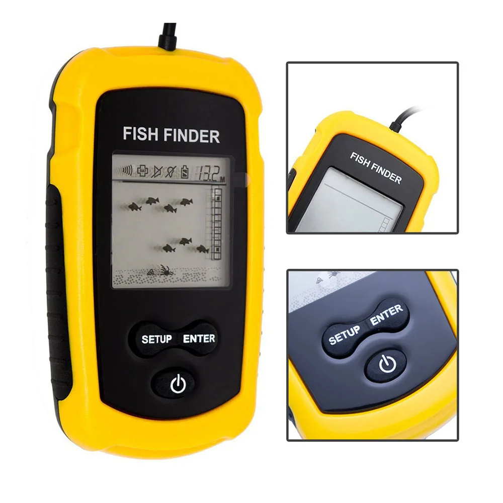 Lucky Fish Finder Portable Sonar Sensor Alarm Transducer Fishfinder 0.6-100M Transducer Sensor Depth Finder Fish Accessories