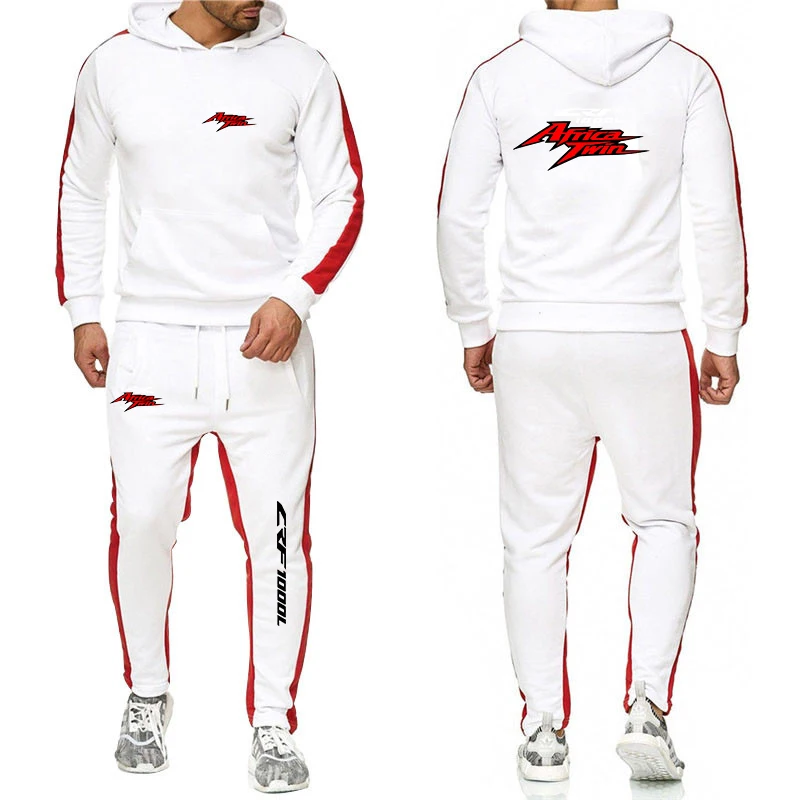 Africa Twin Crf 1000 L Crf1000 Men's New Spring Autumn Solid Color Two-piece Set Harajuku Pullover Hoodie+Pants Comfortable Suit