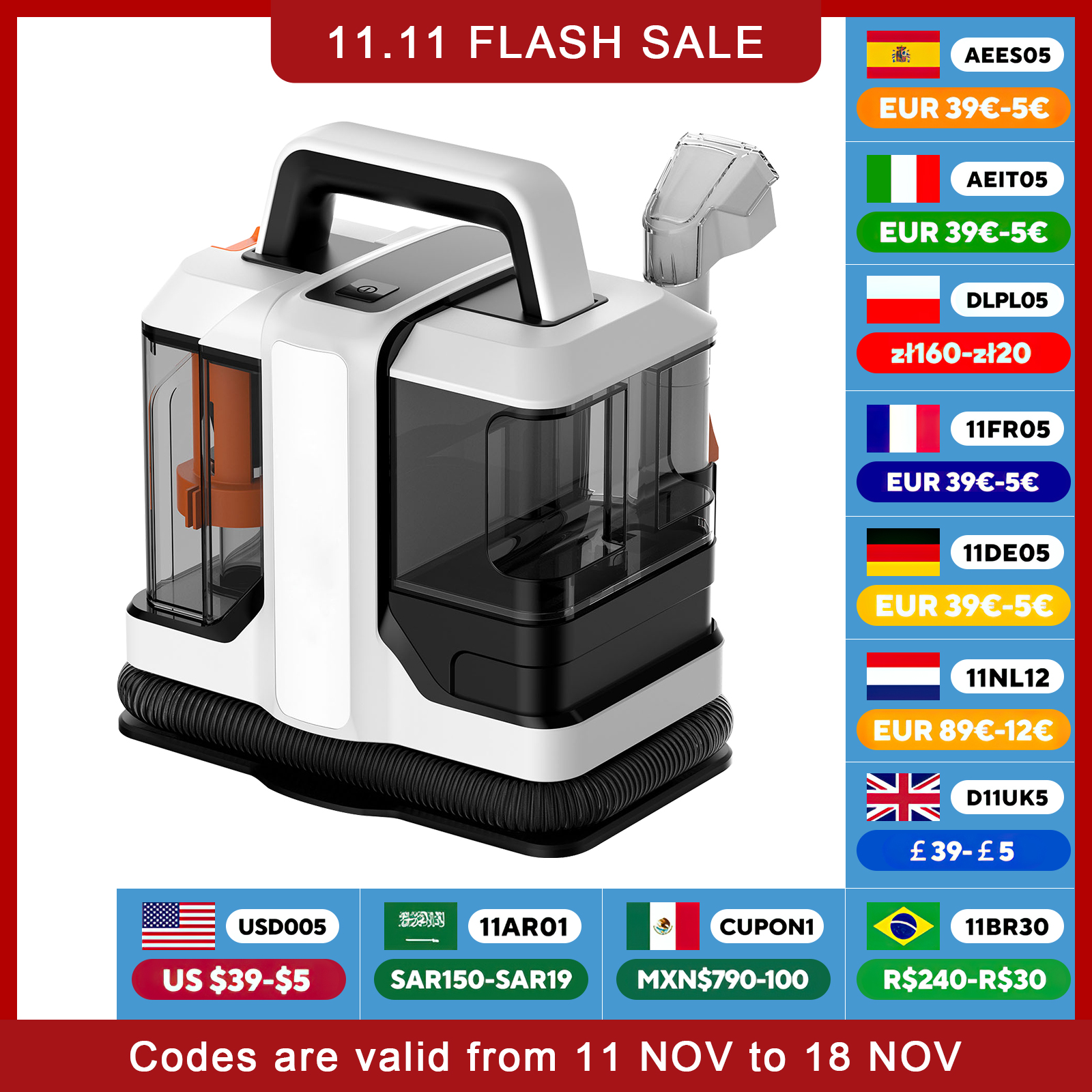 ZCWA Handheld Carpet Cleaner 15Kpa 450W/750W Spot Cleaner Vacuum Cleaner Spray Suction Integrated Machine Clean Machine