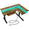 Gaming Desk, LED Light and Power Outlet, Dual Motor Height Adjustable Electric Standing Desk with Keyboard Tray, Desk Office 6