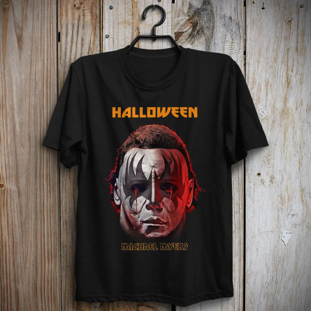 Kiss Rock Band T-Shirt Gene Simmons Michael Myers Halloween End Road World Tour