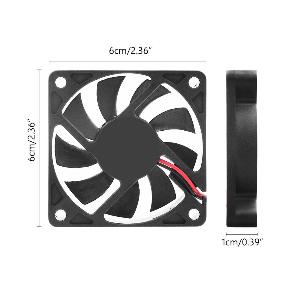 60 X 60 X 10mm Low Noise CPU Heat Sink Cooler 2 Pins 12V DC Cooling Fan Computer PC Case CPU Cooler Case Fan 4900-6050 RPM 2pcs