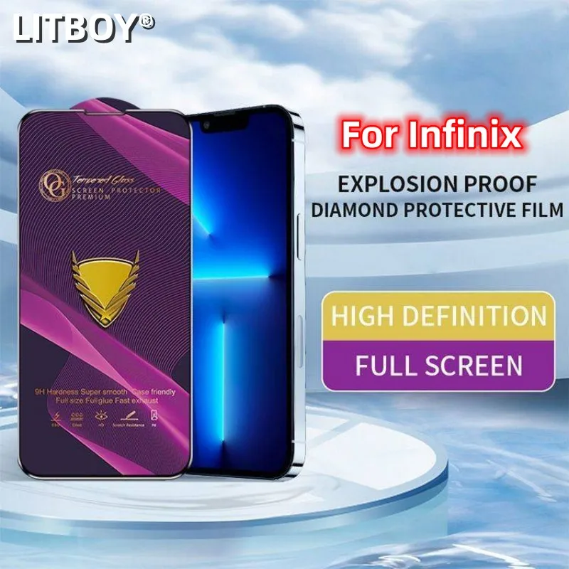 

Full Cover Tempered Glass For Infinix Hot 8 9 10 Lite 11 12i High Quality Screen Protective Films For INFINIX Note 30 11 12 PRO