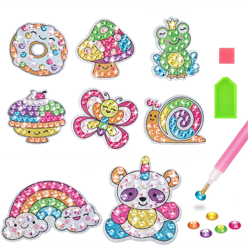 

Kids Create Your Own Sweets 12/24 Stickers DIY Arts Crafts Girls Boys Magical 5D Big Gem Diamond Painting Kit Beginner Toys Gift