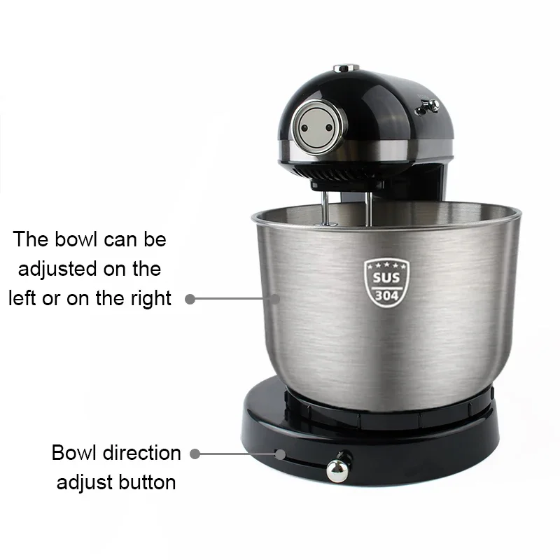 4L Stainless Steel Bowl Electric Stand Food Mixer Egg Beater Cream Blender Handheld Whisk Cake Bread Dough Kneading Machine 5