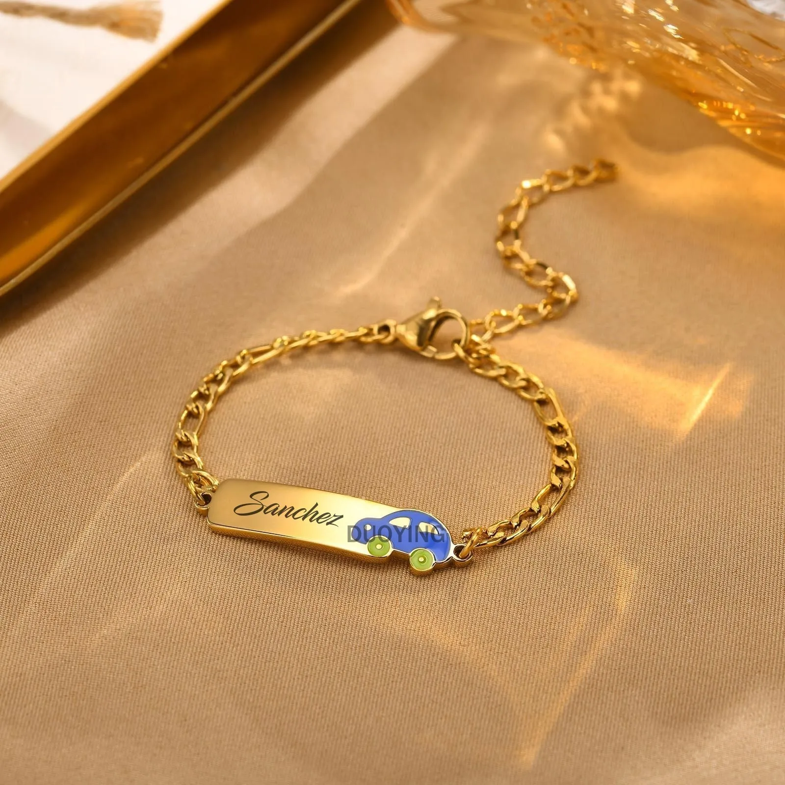 DUOYING Custom Name Kids Bracelet Dainty Engraved Letters