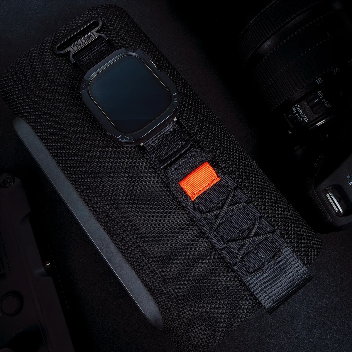 Durable Nylon Wrist Strap with TPU Protective Case for Apple Watch - Tactical Sports Band Bracelet