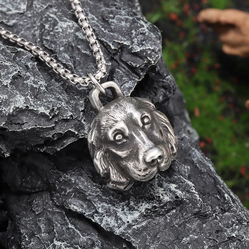 Collana Con Ciondolo Cucciolo Retrò Punk Golden Retriever Per Uomo Donna Gioielli Hip Hop Rock Regalo Per Gli Amanti Degli Animali Domestici
