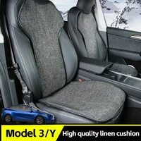 Car Flax Seat Pad Cover Comfortable Non-slip Breathable Front Rear Seatback Cushion For Tesla Model 3 Model Y 1