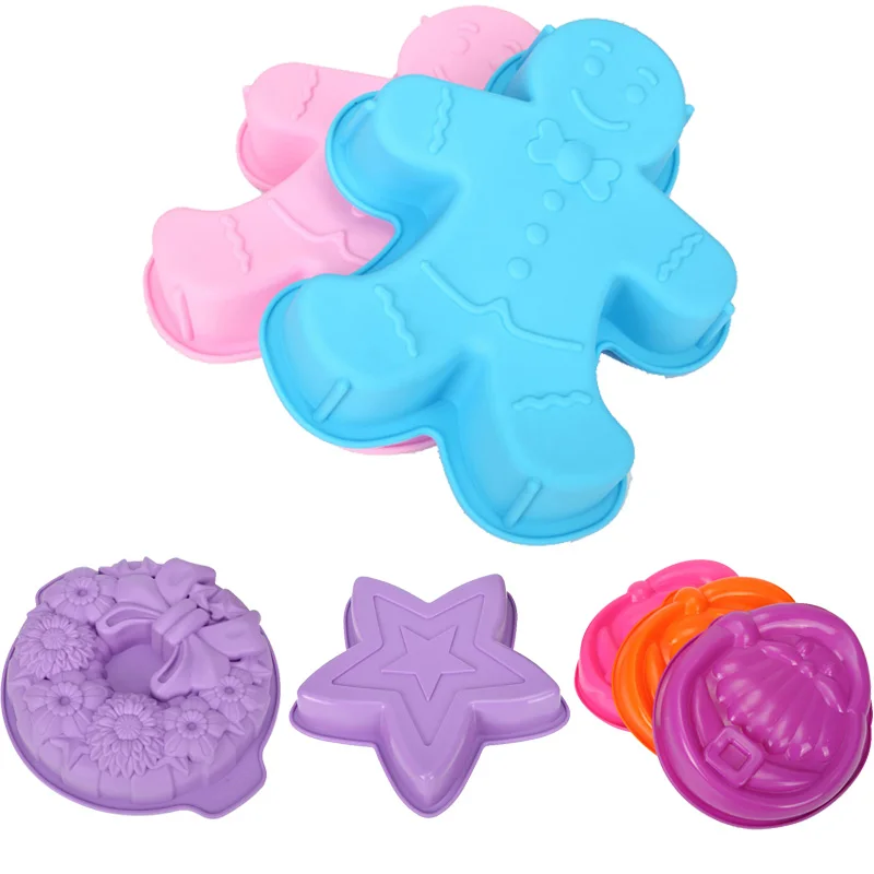 

3D Christmas Decorations Pentagram Bow Tie Chocolate Party DIY Fondant Baking Cooking Cake Decorating Tools Silicone Mold