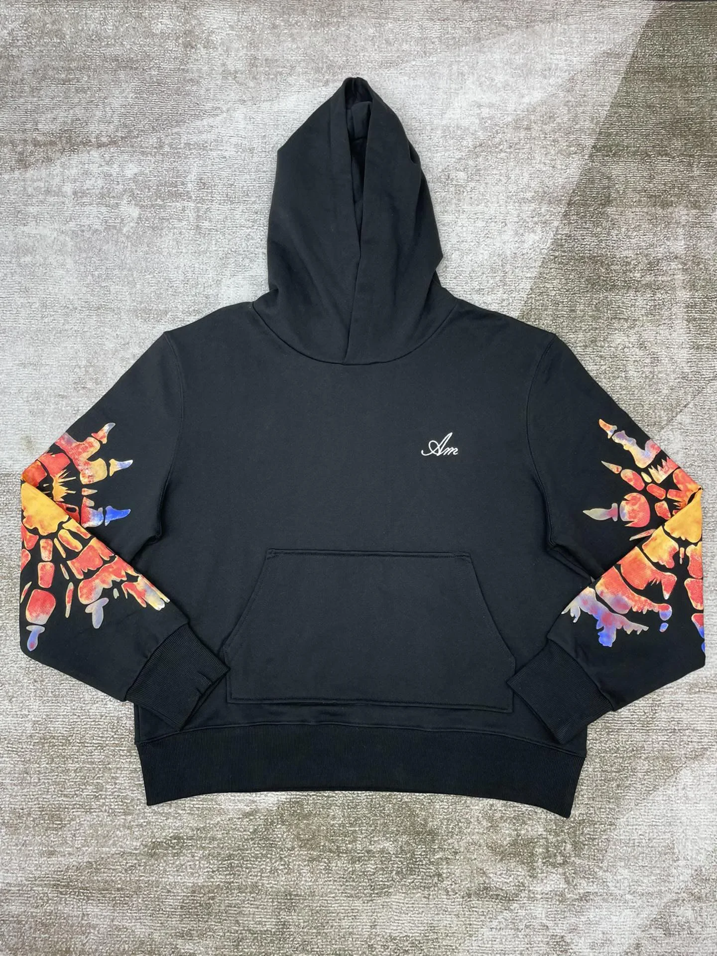 

AM Men's Sweatshirts Casual Cotton Unisex Loose Sweatshirts Streetwear New Fashion Sleeve Flame Design Pullover Hooded Tops