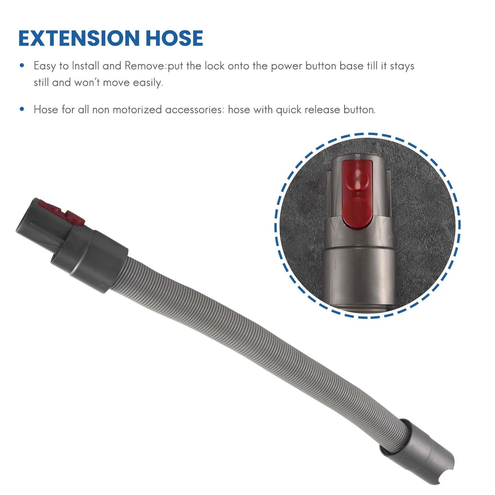 Extension Hose and Trigger Lock for Dyson - Flexible Hose and Switch Holder for Dyson V15 V11 V10 V8 V7 Vacuum Cleaner 4