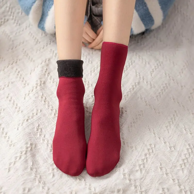 Ski Socks Winter Warm Thicken Wool Socks Men and Women Seamless Soft Solid Velvet Snow Socks Ski Boots Floor Sleeping Fashion Unisex