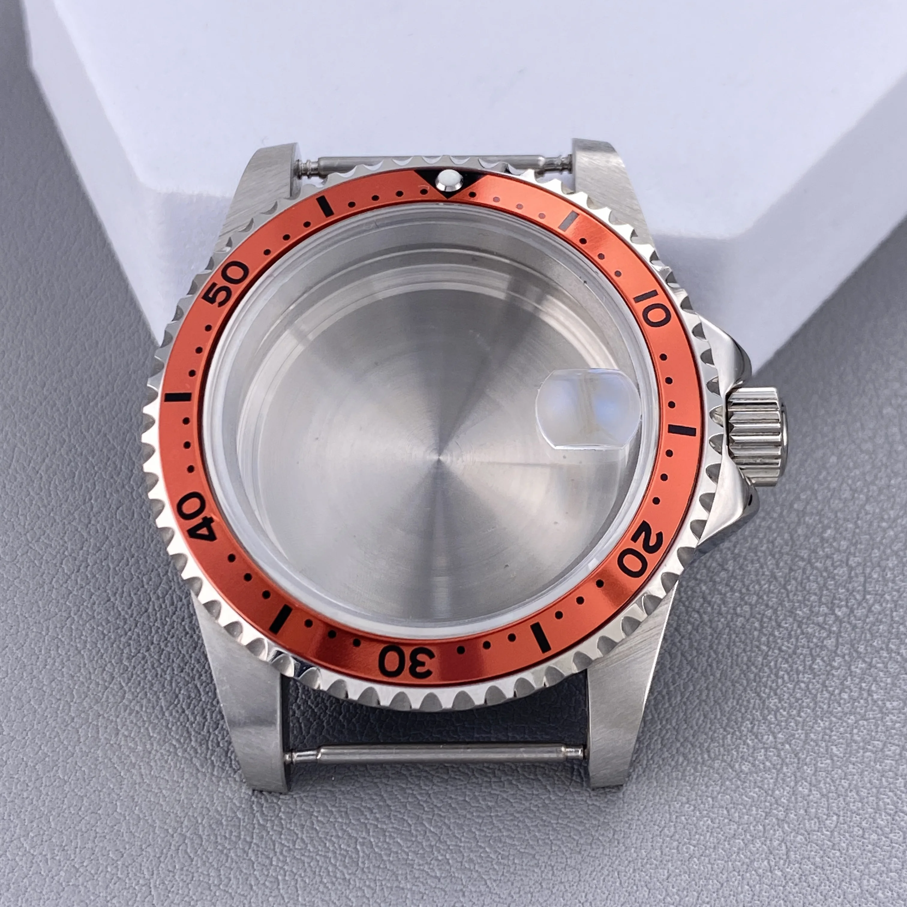 Vintage 39.5MM GMT/SUB Watch Case with 120-Click Bezel & Sapphire Glass