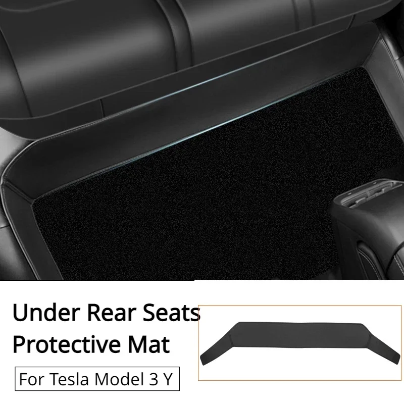 For Tesla Model 3 Y 3+ Rearseat Protective Mat PU Leather Full Surround Cushion Protector Anti-kick Pad Car Interior Accessories for tesla model 3 highland 2024 car central control side anti kick pad protective foot mat cover mats full surrounded