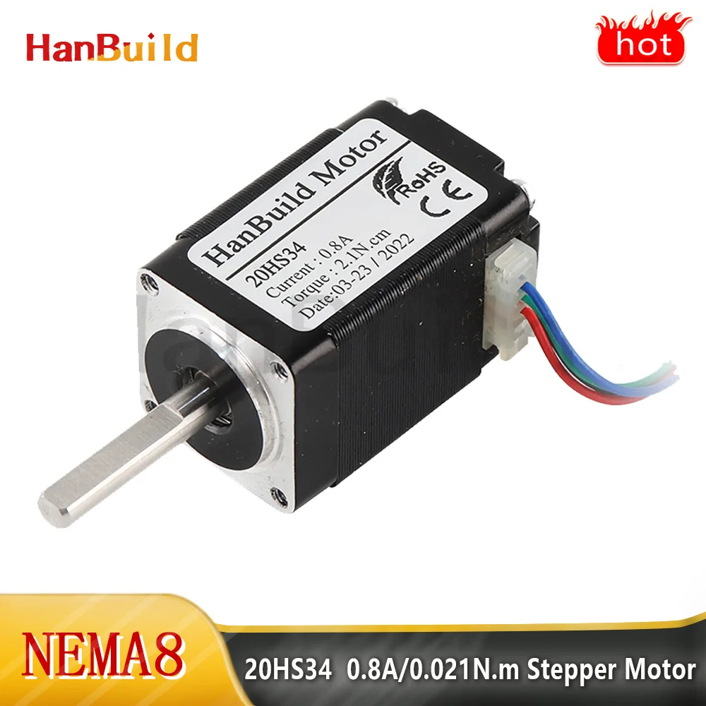 

Free shipping for dvertising instrument stepper motor Nema8 20HS34 0.8A 21mN.m 34mm 20 Series motor 12v for CNC milling machin