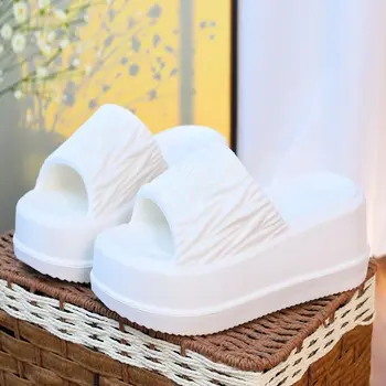 New 7 cm Summer high wedge sandals women's chunky heel mules women EVA flip flops house shoes woman outdoor platform slippers