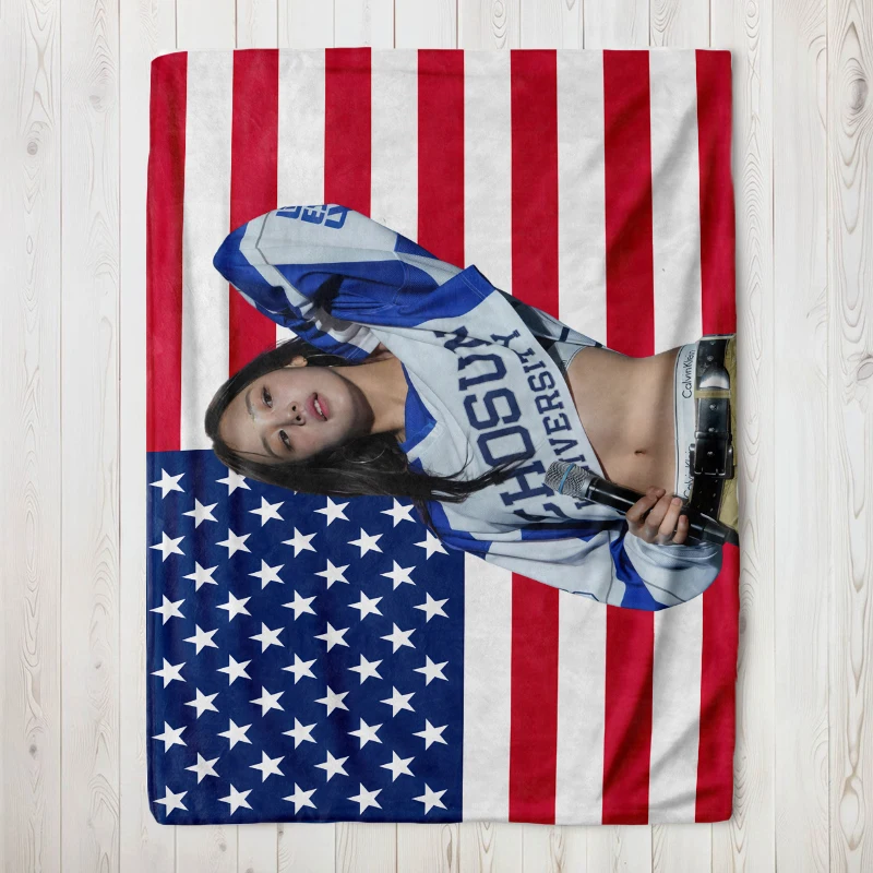 130x150cm  M-MinjiS Bunnie American Flag blanket  New Kpop Jeans Gift Funny   Four Grommets For College Dorm Room Guys Bedroom 2