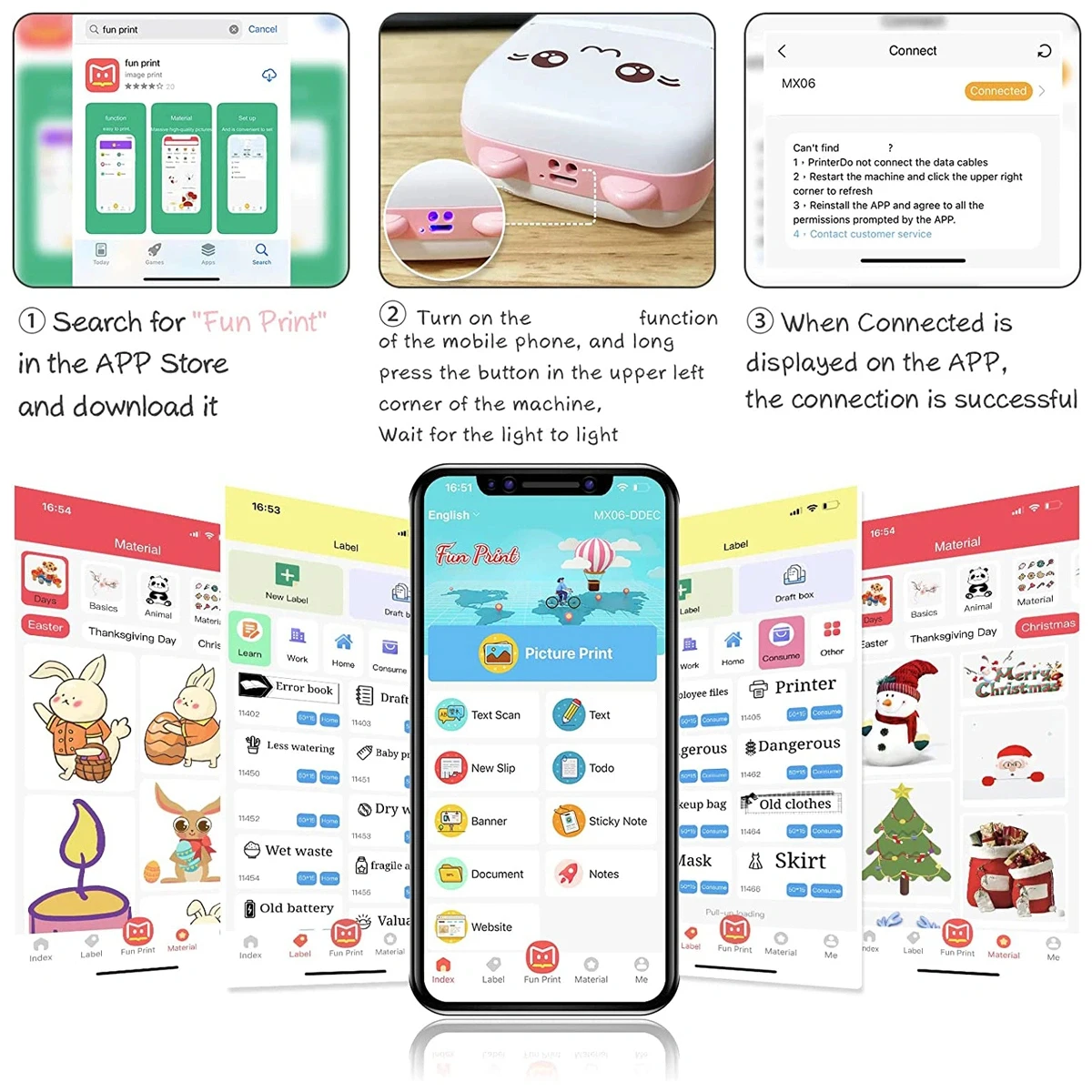 طابعة حرارية صغيرة محمولة لتسمية الطباعة ، طابعة ص...