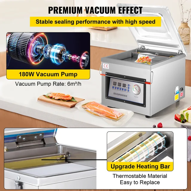 SucceBuy DZ-260C Chamber Vacuum Sealer Kitchen Food Packing Sealing Machine 110V Packaging for Food Saver Home Commercial Using 3