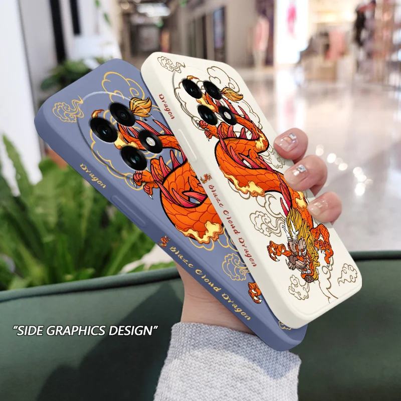 Red Flame Dragon Liquid Silicone Phone Case Cover
